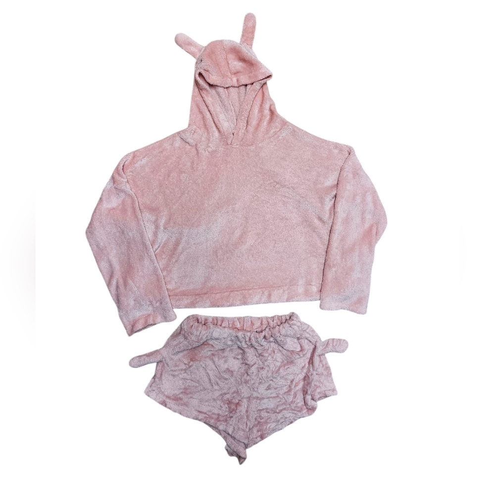 Fleece pajama shorts set
